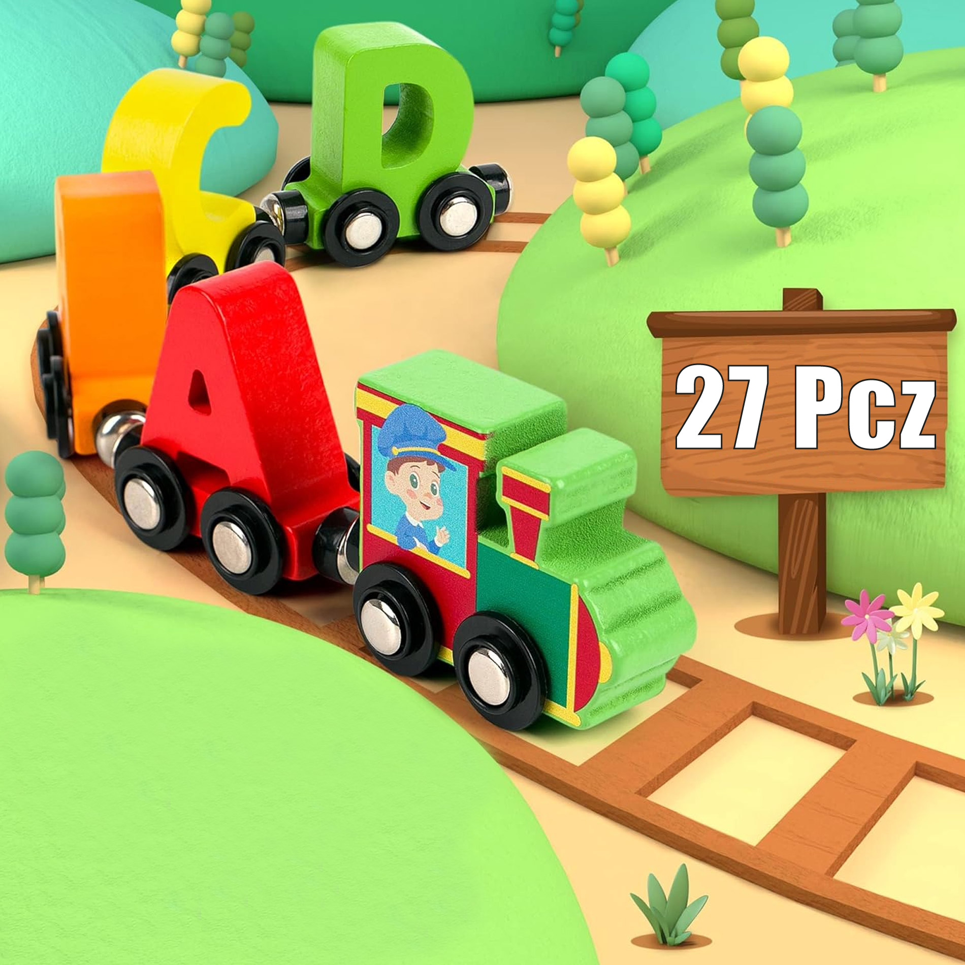 Miniatura 3 de Tren Magnético Letras De Madera Infantil